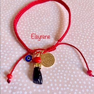 New handmade bracelet macrame charms, evil eye,azabache hand,st Benedict coin